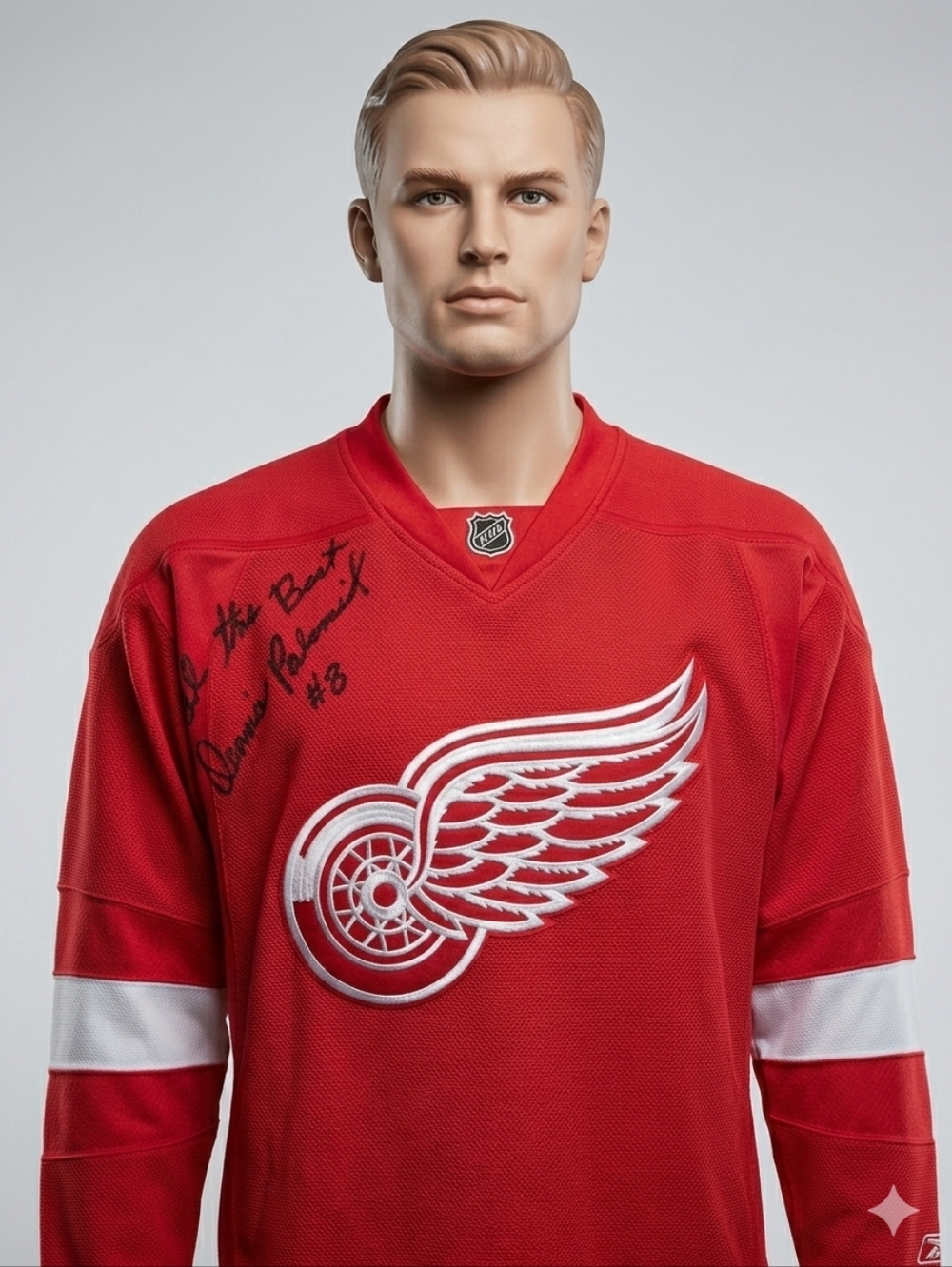 Autographed Detroit Red Wings Reebok Jersey - Dennis Polonich #8